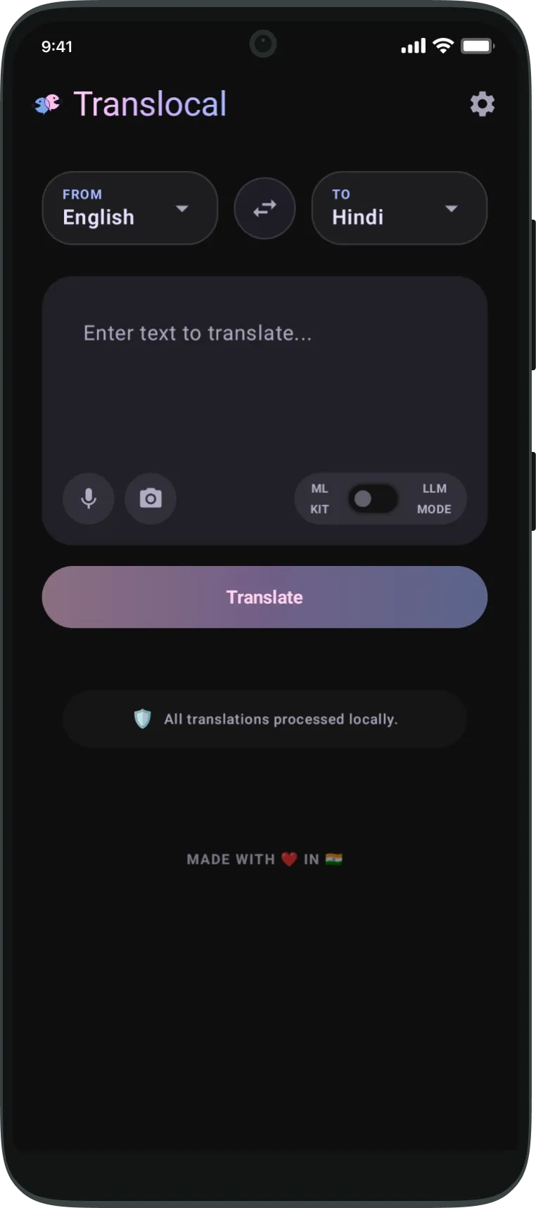 Translocal app interface
